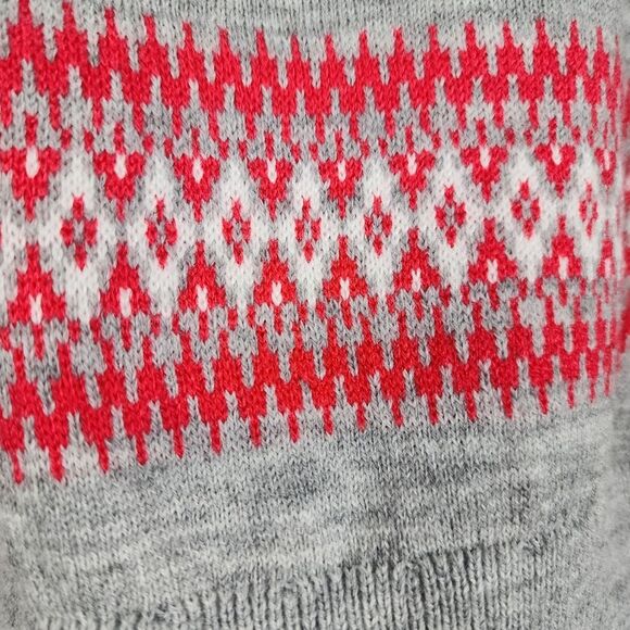 Rockin Around Ugly Sweater Christmas Dress Sweater Sheep Bell Gray Red Nordic XL - Picture 10 of 15